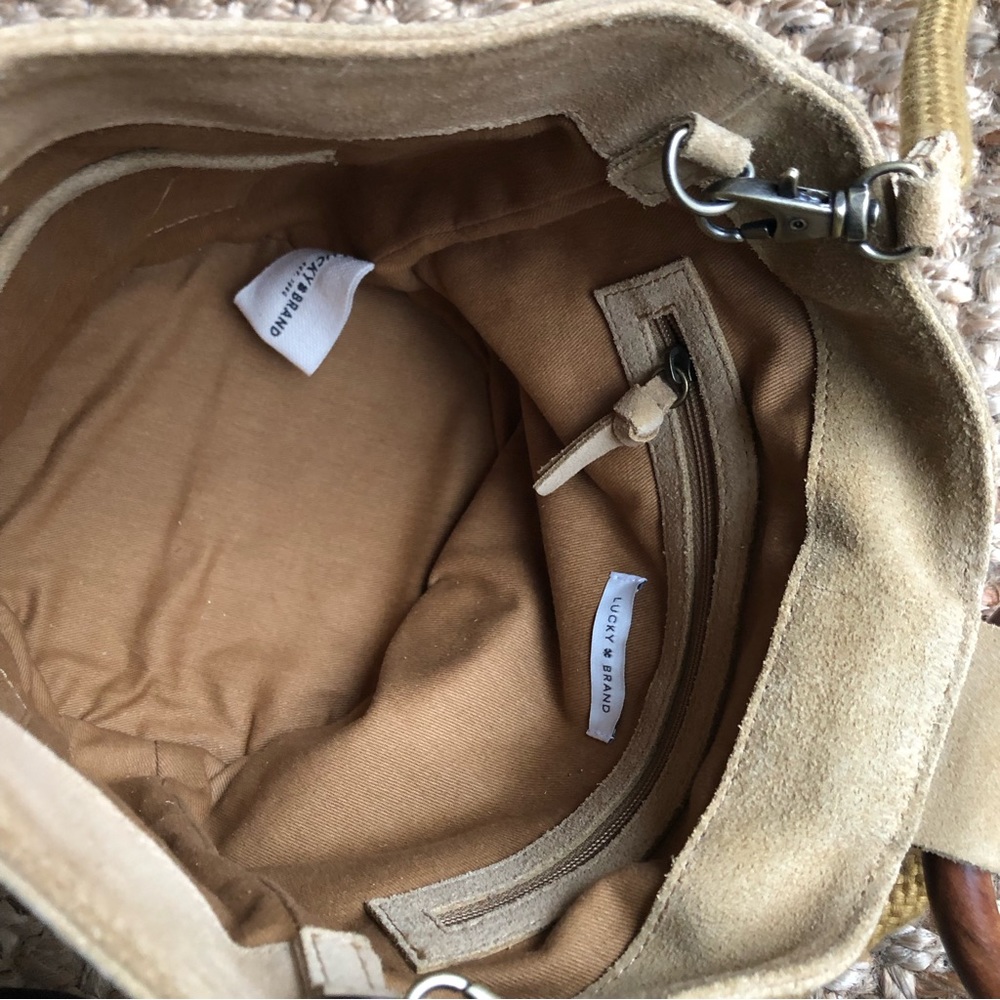 New: Lucky Brand Suede Bucket Bag with Optional Strap. - Picture 10 of 14